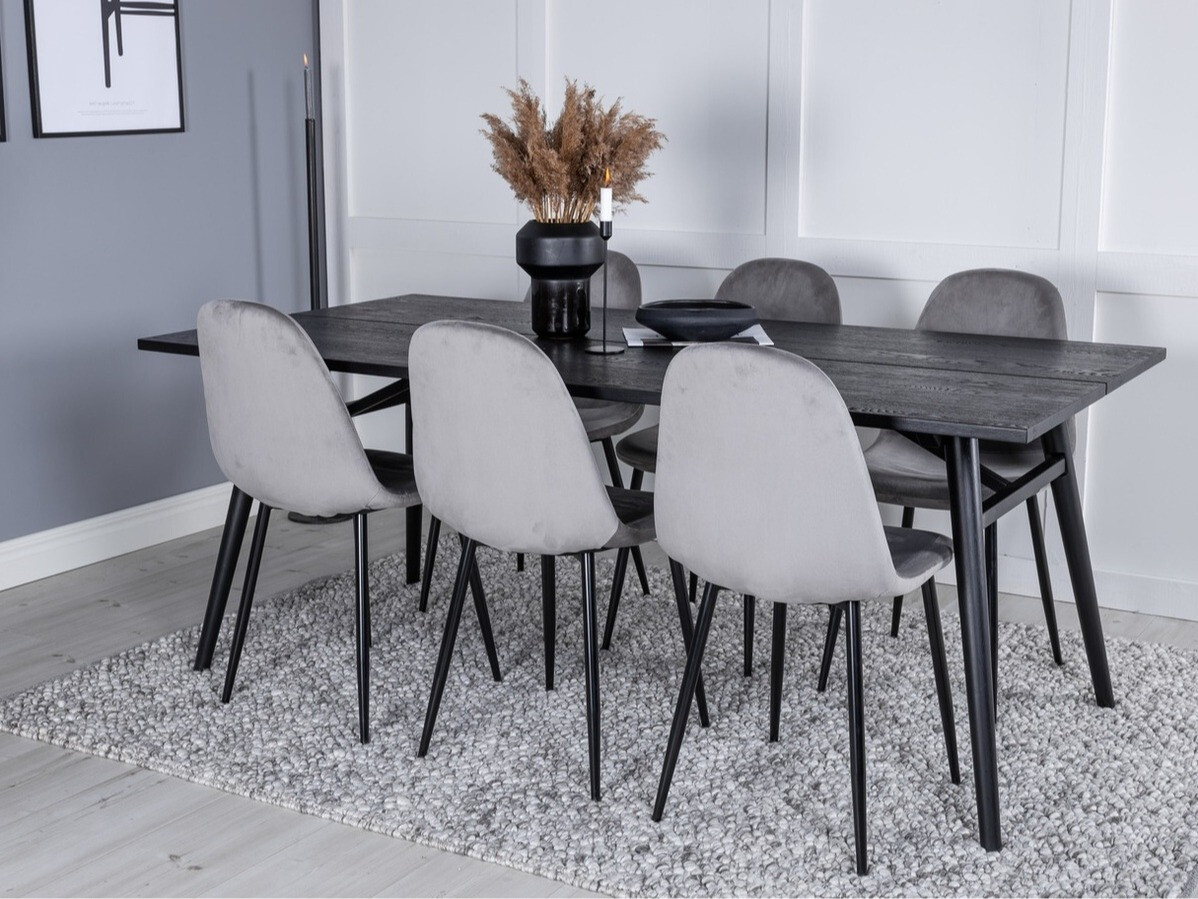 Conjunto de mesas y sillas para comedor Dallas 1786 (Gris claro + Negro)