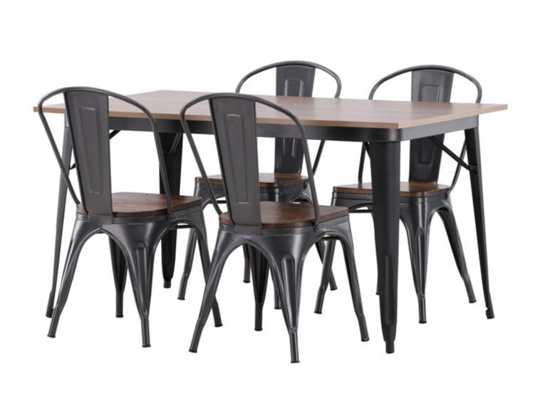 Conjunto de mesas y sillas para comedor Dallas 3366 (Nuez + Gris oscuro)