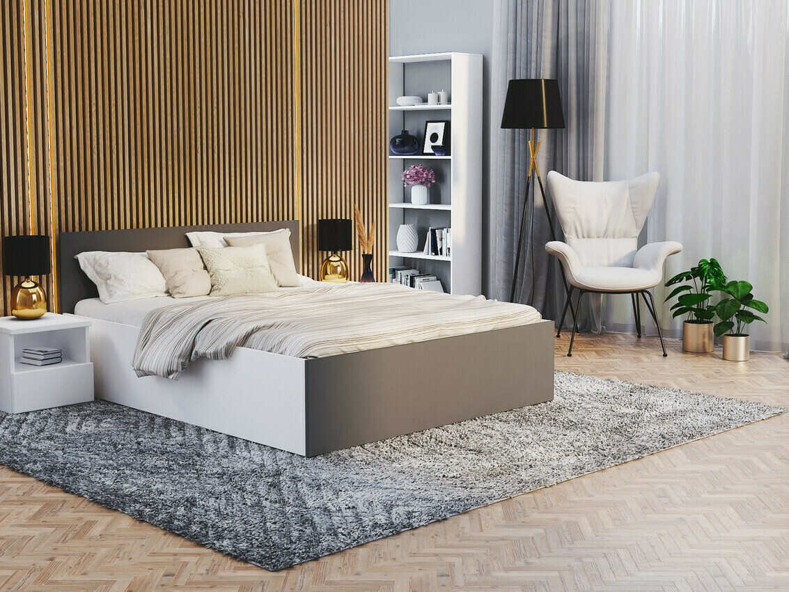 Cama Aurora 145 (Blanco + Gris)