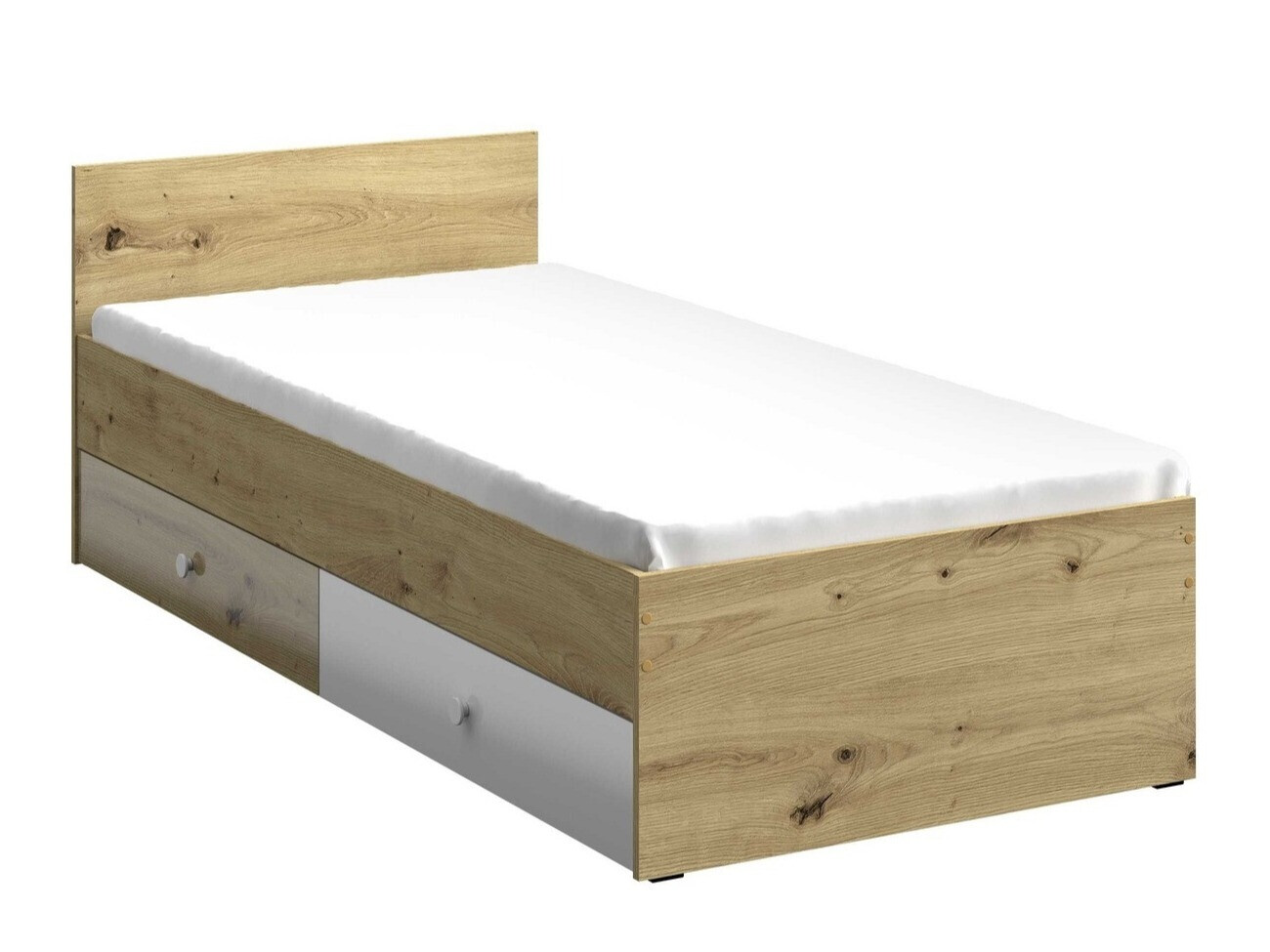 Cama Mirelbu 112 (Roble Artisan + Blanco brillante)