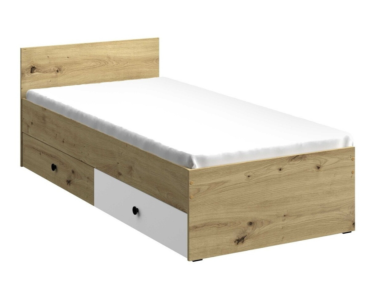 Cama Mirelbu 112 (Roble Artisan + Blanco + Negro)