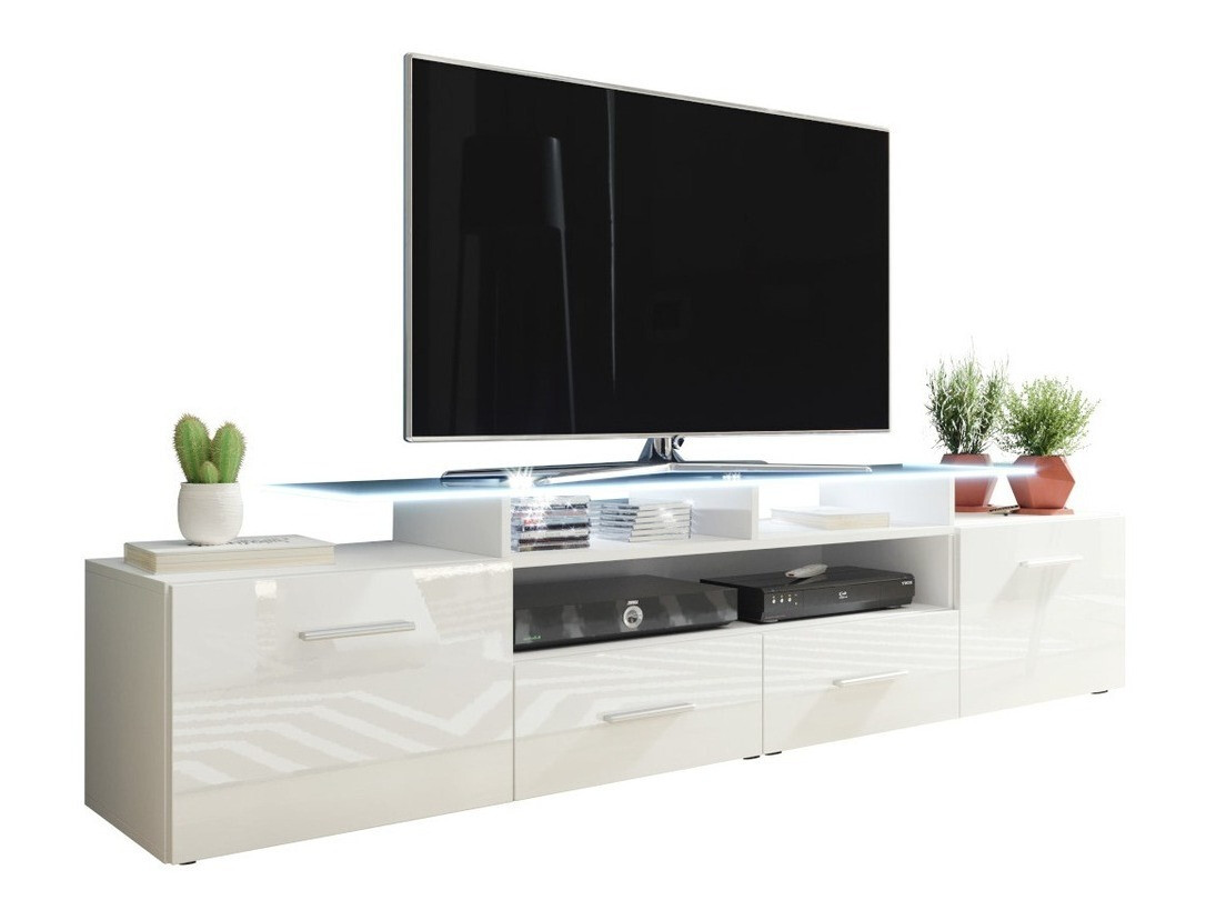 Mueble TV Charlotte 117 (Blanco + Blanco brillante)