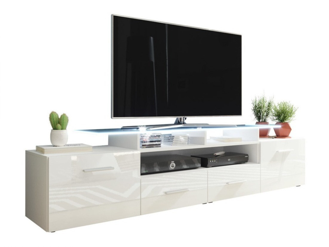 Mueble TV Charlotte 117 (Blanco + Blanco brillante)