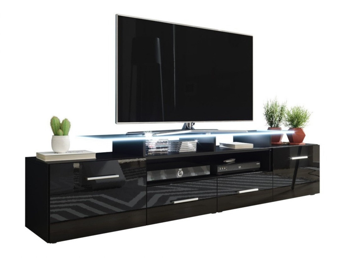 Mueble TV Charlotte 117 (Negro + Negro brillante)