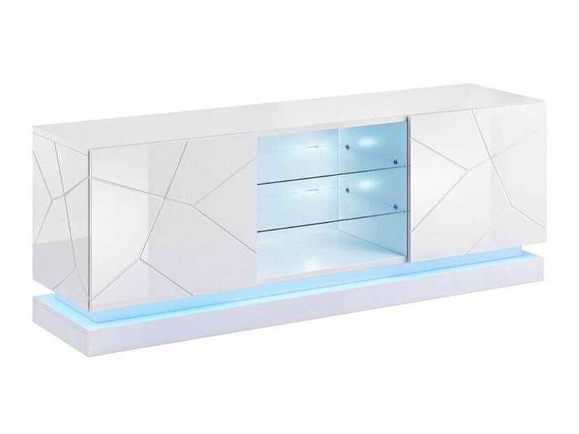 Mueble TV Charlotte 127 (Blanco + Blanco brillante)