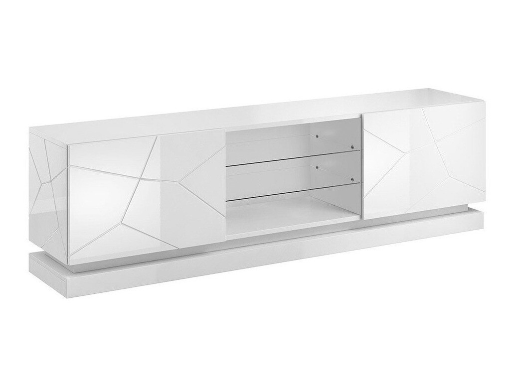 Mueble TV Charlotte 128 (Blanco + Blanco brillante)