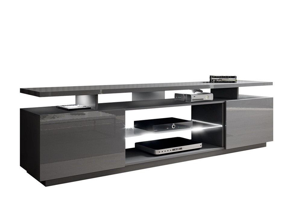 Mueble TV Charlotte 138 (Gris + Gris brillante)