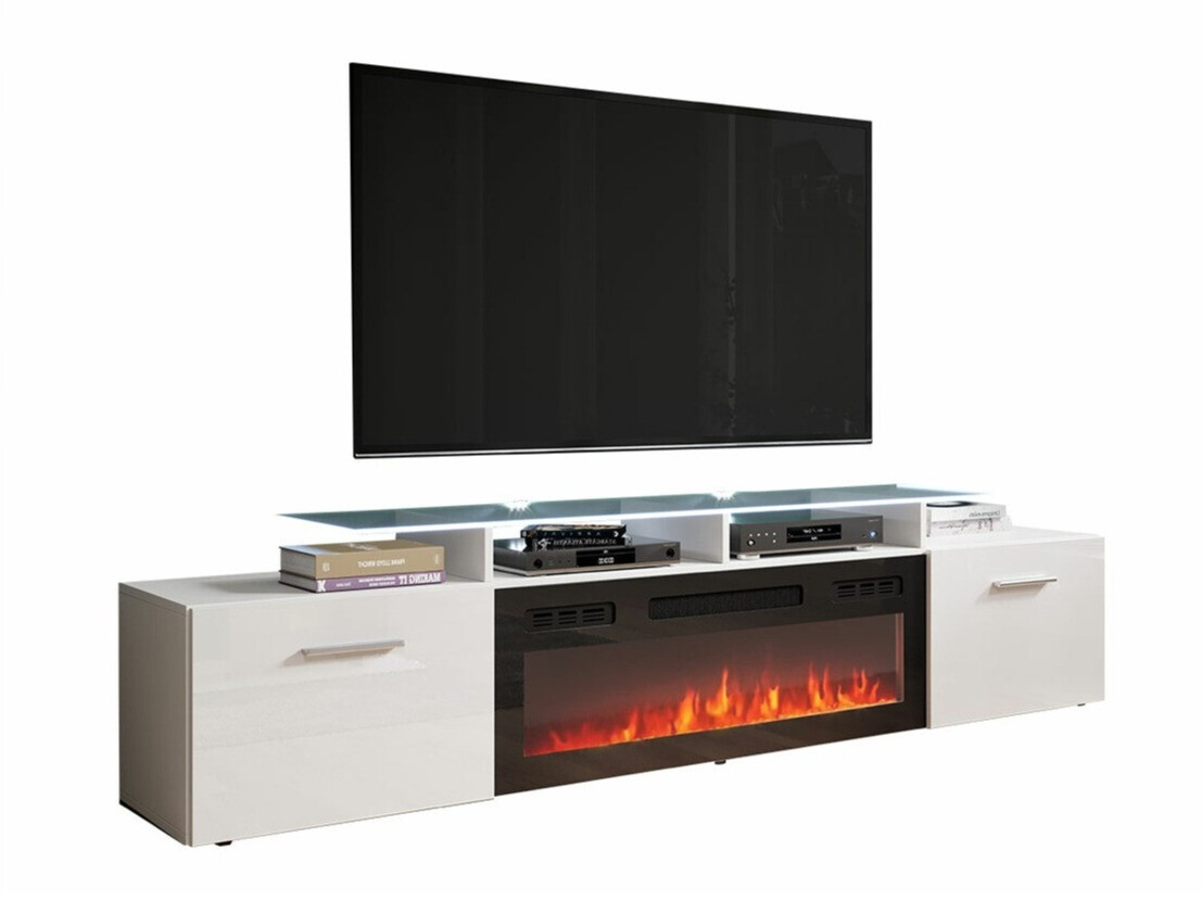 Mueble TV Charlotte 155 (Blanco + Blanco brillante)