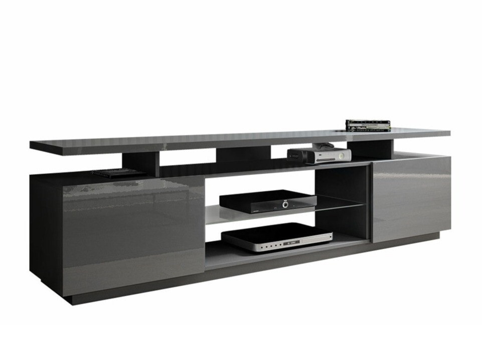 Mueble TV Figura (Gris + Gris brillante)