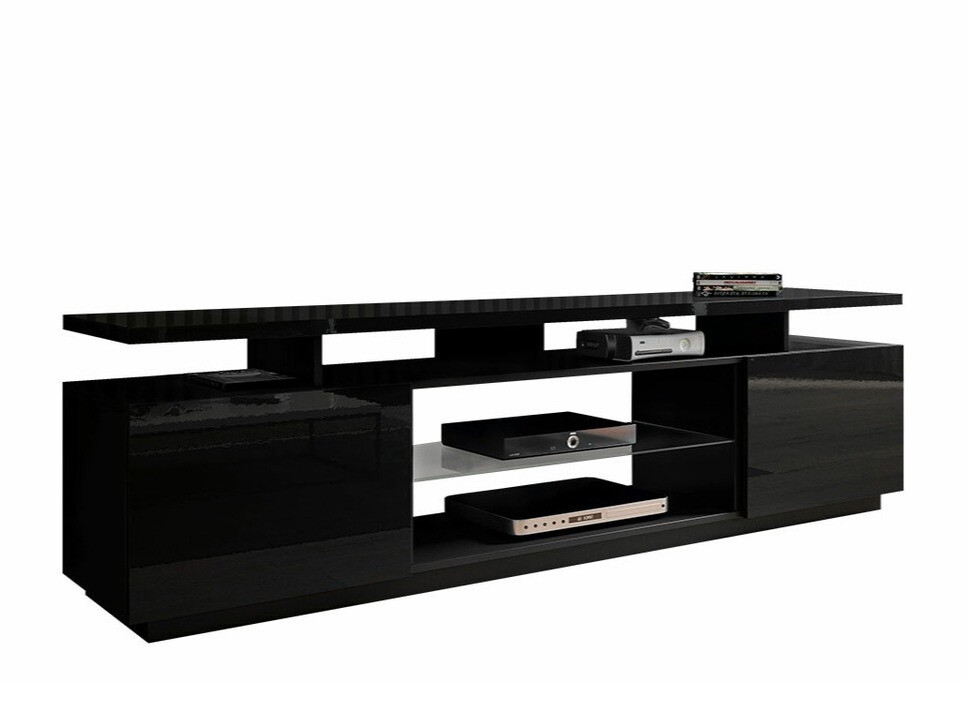 Mueble TV Figura (Negro + Negro brillante)