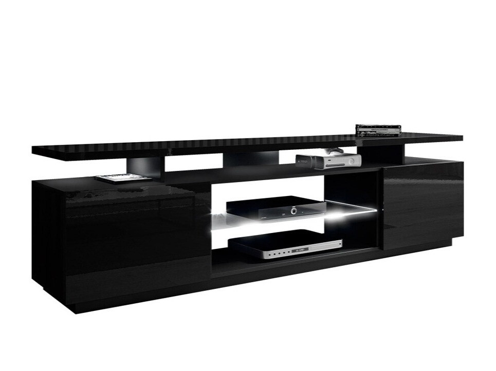 Mueble TV Figura (Negro + Negro brillante)