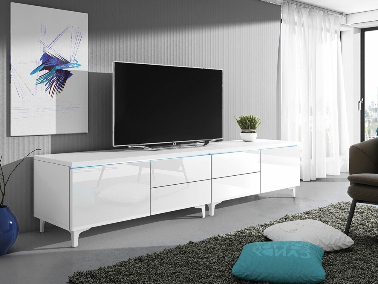 Mueble TV Hortus I (Blanco + Blanco brillante)