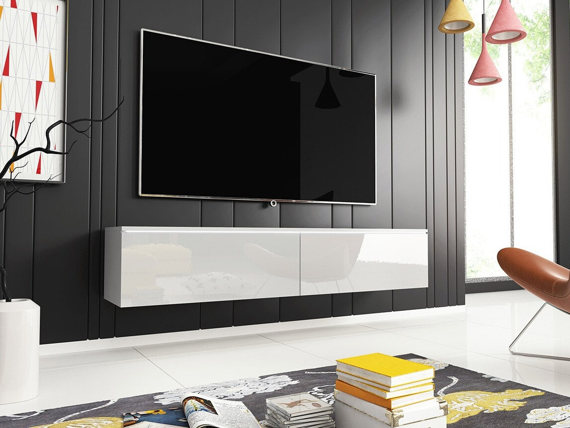 Mueble TV Sarasota 120 (Blanco + Blanco brillante)