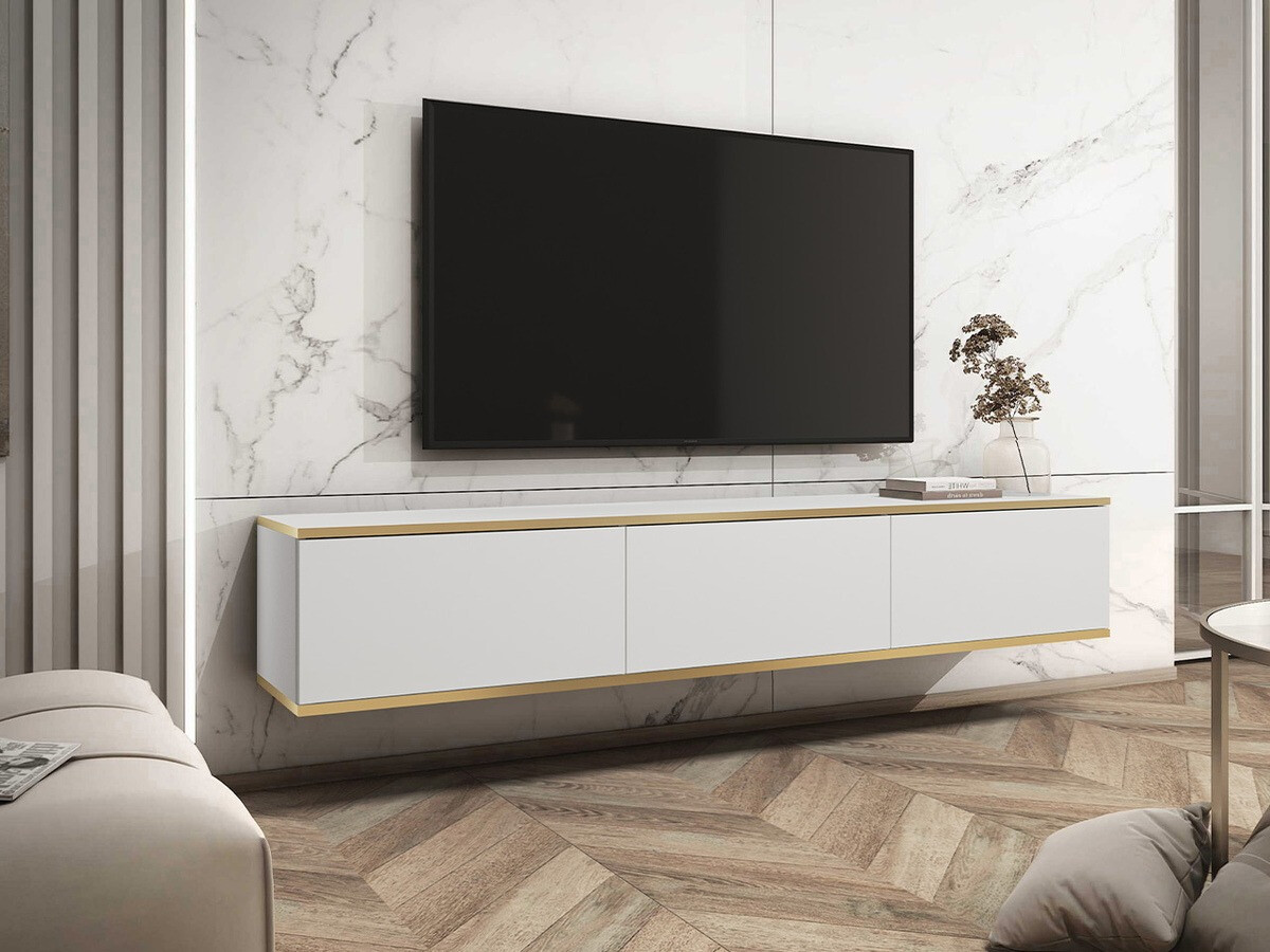 Mueble TV Felduno 100 (Blanco + Dorado)
