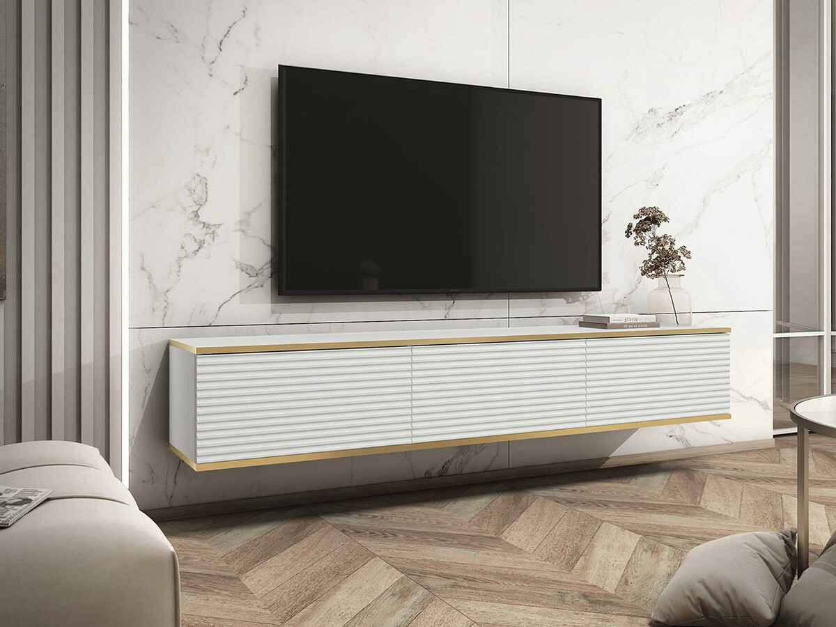 Mueble TV Felduno 101 (Blanco + Dorado)