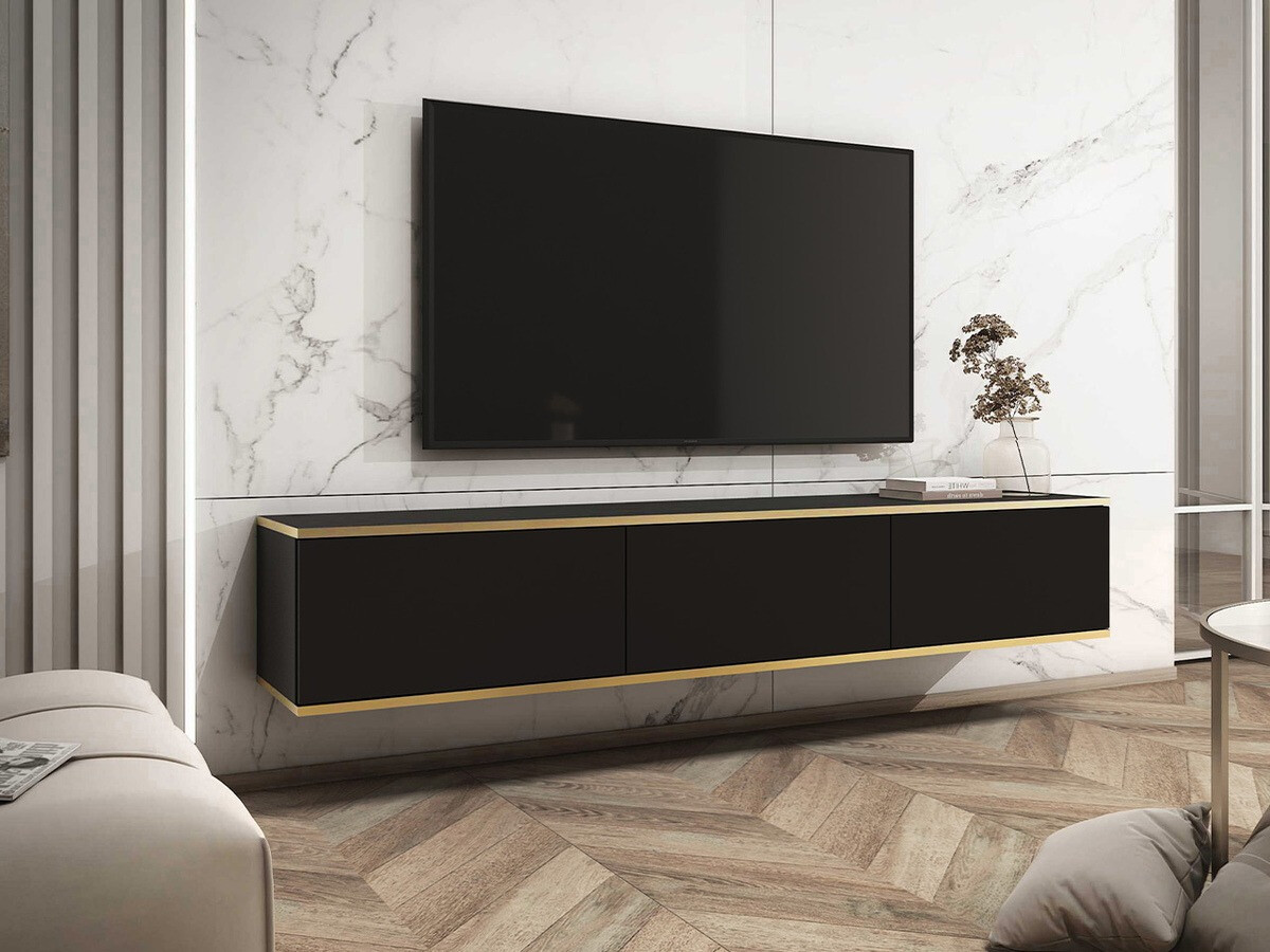 Mueble TV Princal (Negro + Dorado)