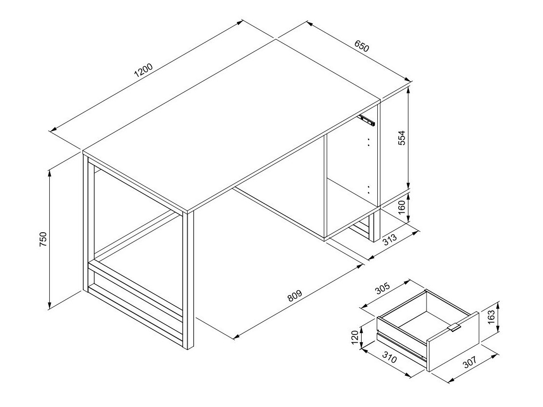Mesa de oficina Findlay P101 (Blanco)