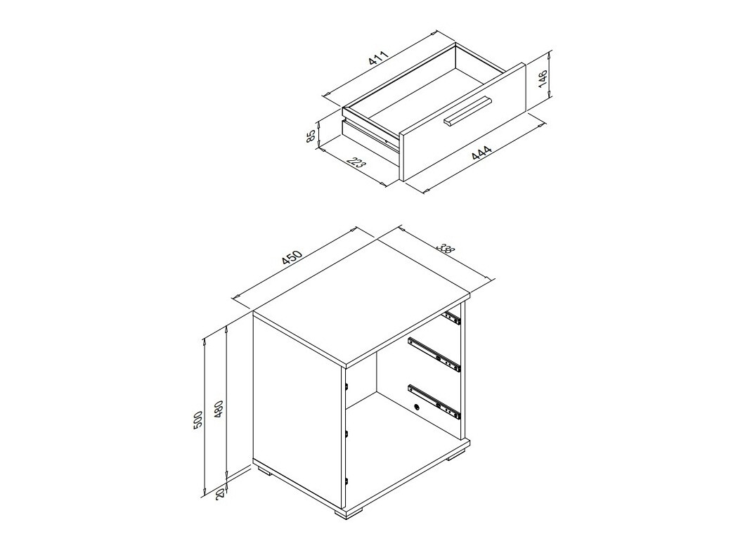Mesilla de noche Findlay 122 (Negro)