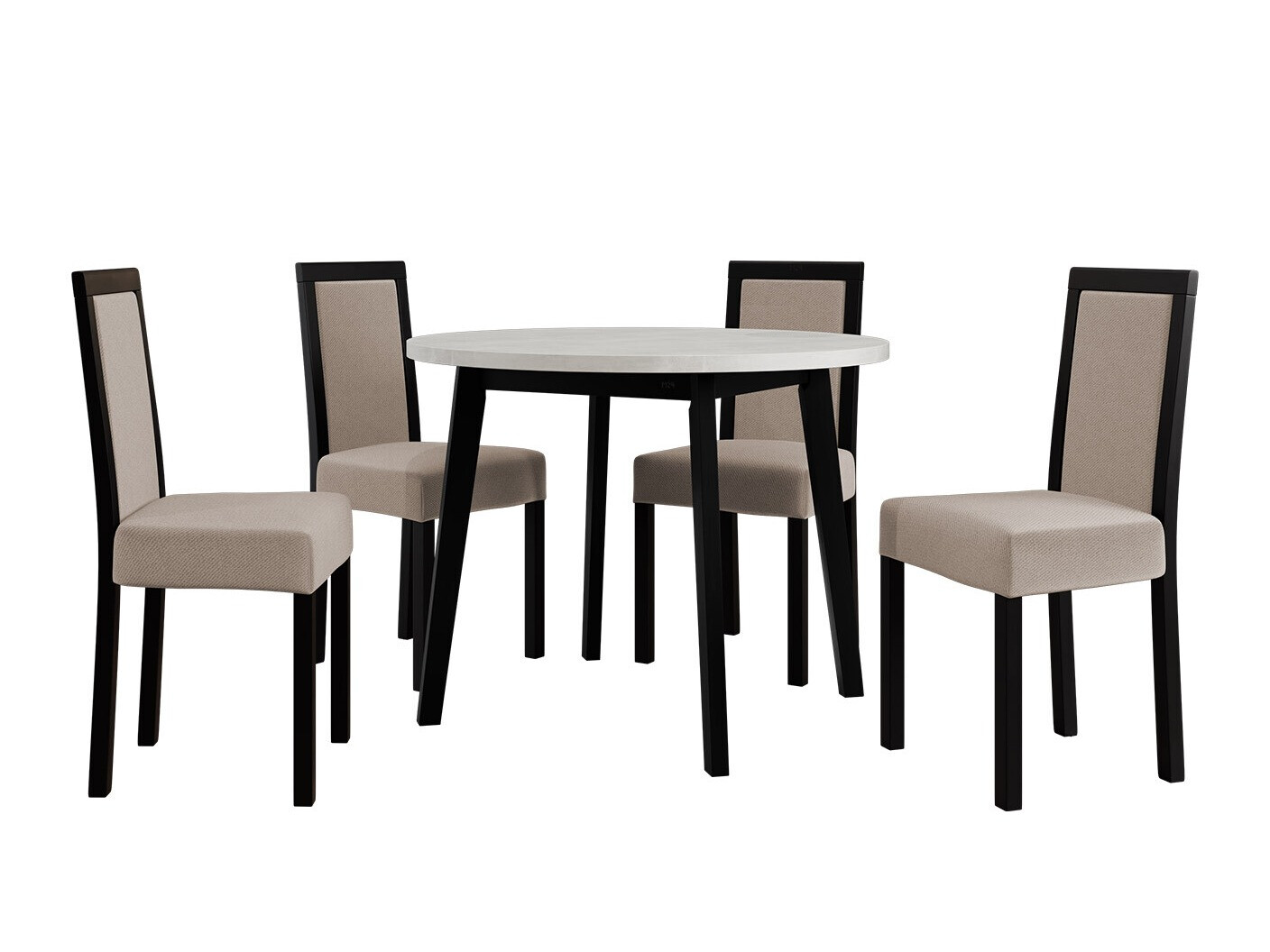 Conjunto de mesas y sillas para comedor Victorville 256 (Blanco + Negro)