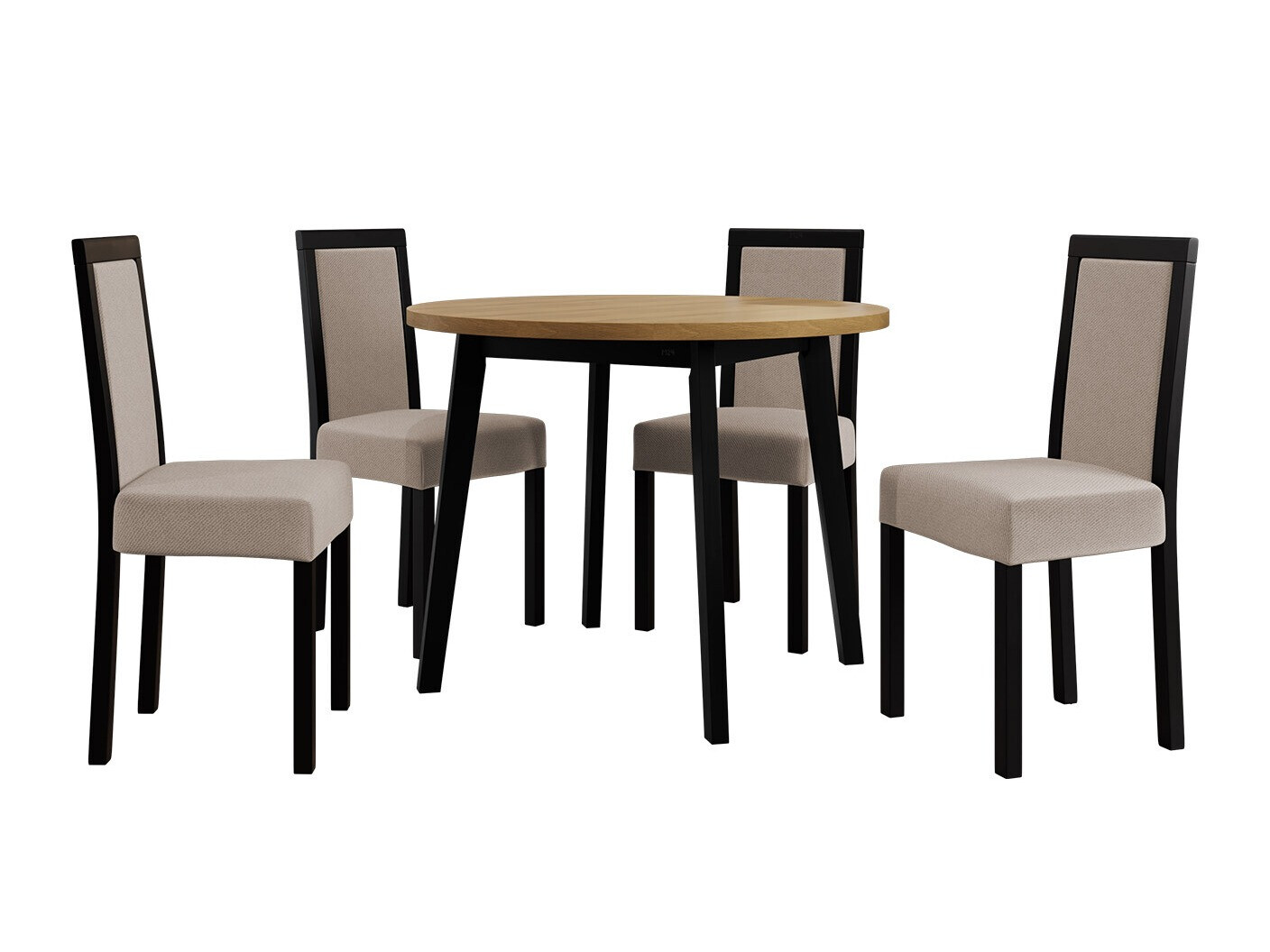 Conjunto de mesas y sillas para comedor Victorville 256 (Roble nieto + Negro)