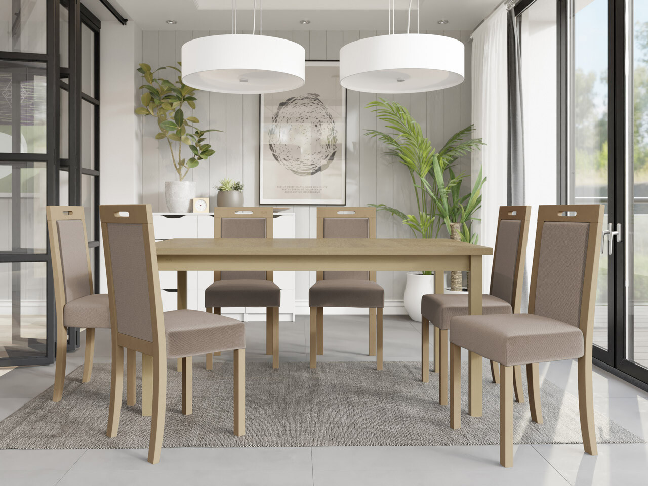 Conjunto de comedor Victorville 262 (Roble Sonoma)