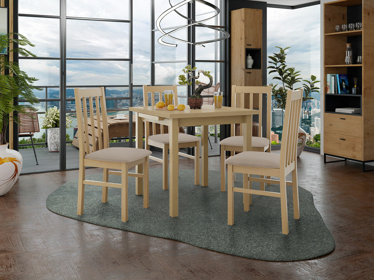 Conjunto de comedor Victorville 263 (Roble Sonoma)