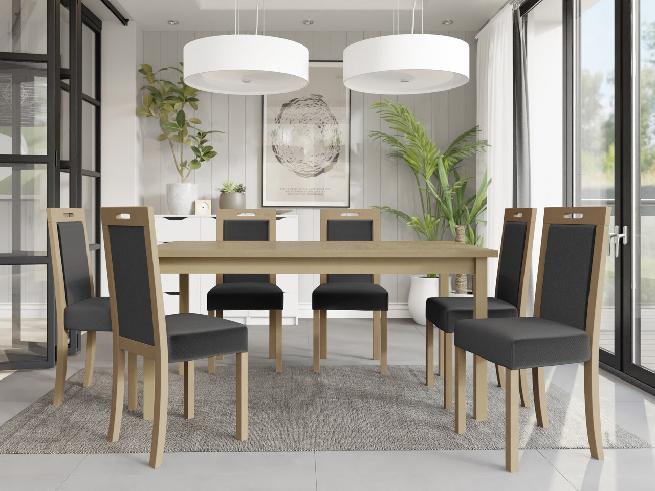 Conjunto de mesas y sillas para comedor Victorville 262 (Roble Sonoma)