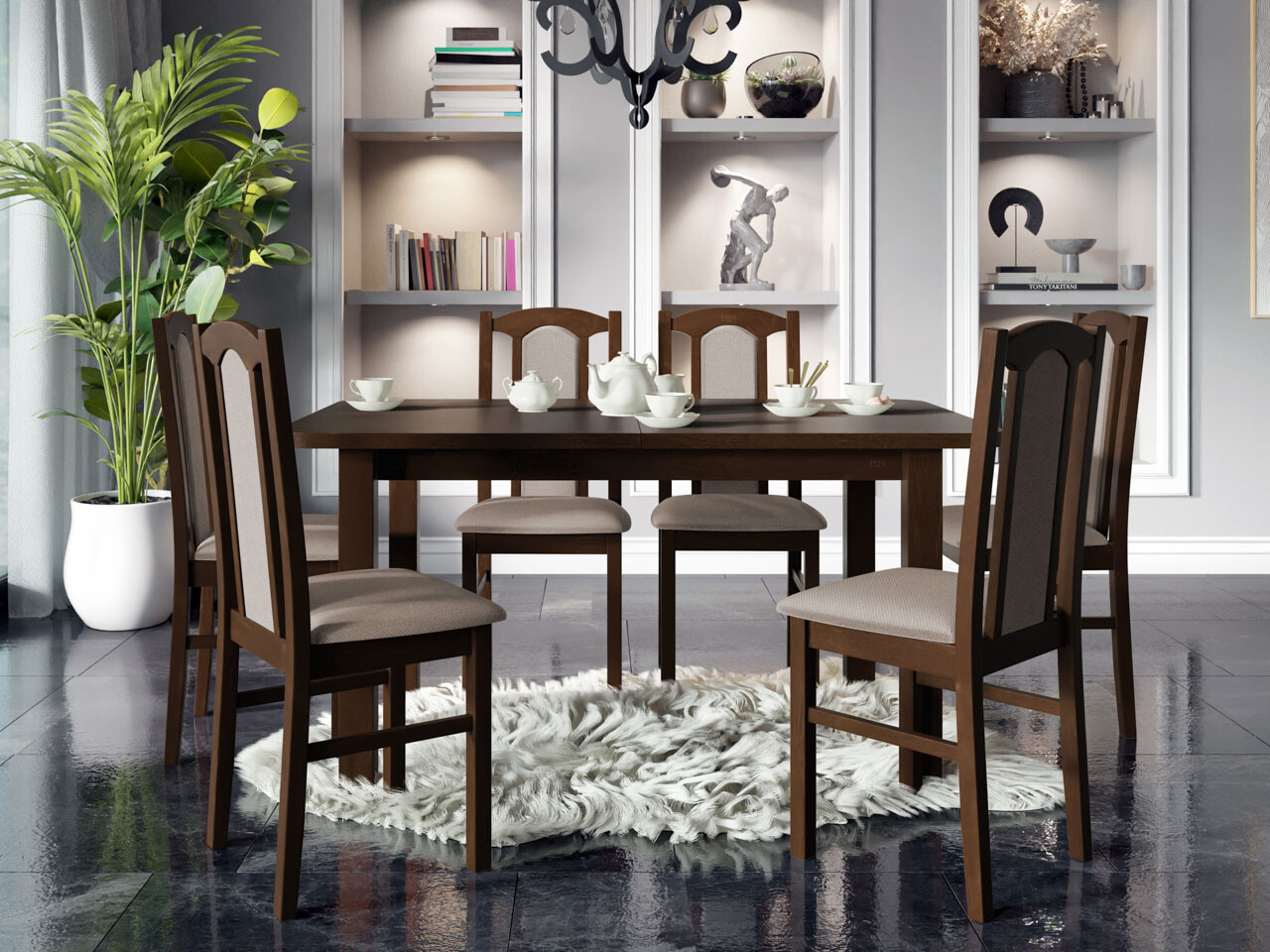 Conjunto de mesas y sillas para comedor Victorville 273 (Nuez)