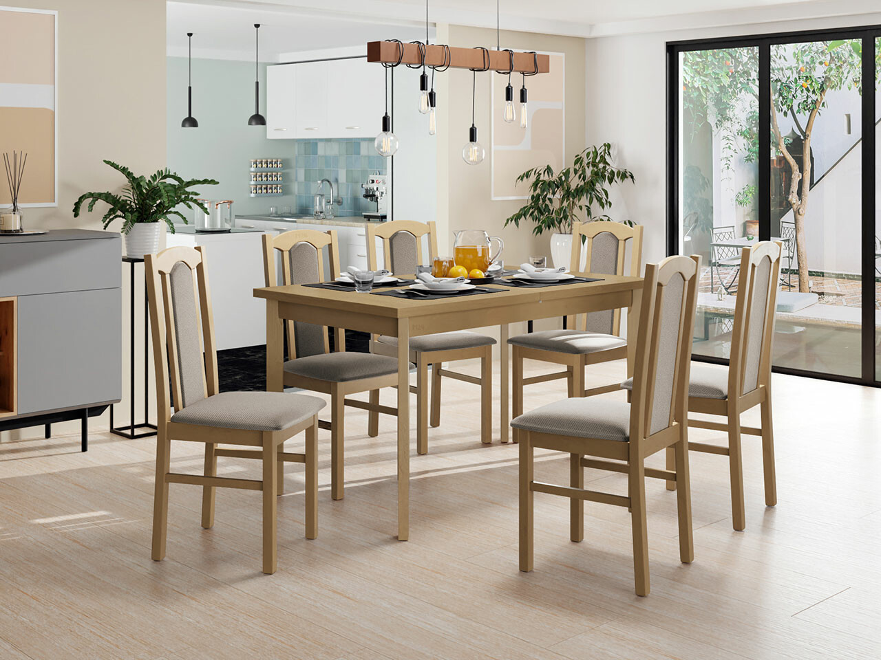 Conjunto de mesas y sillas para comedor Victorville 277 (Roble Sonoma)