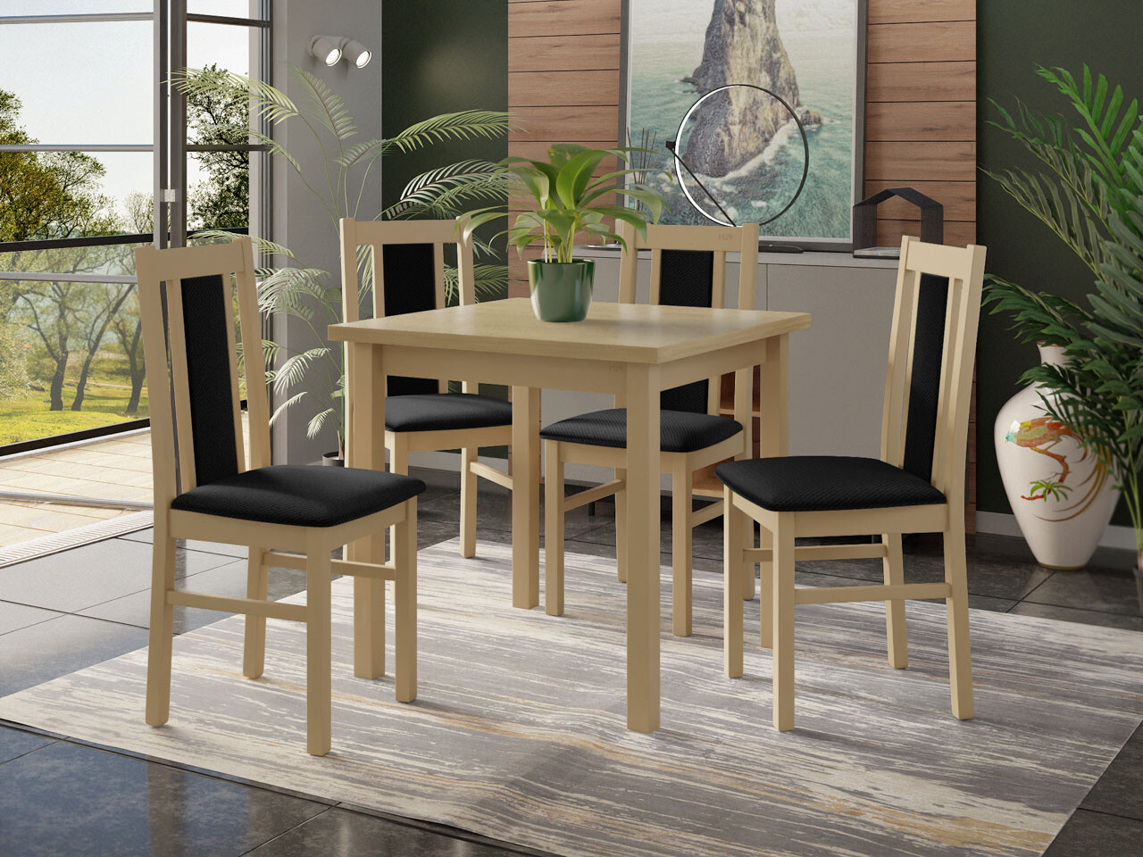 Conjunto de mesas y sillas para comedor Victorville 279 (Roble Sonoma)