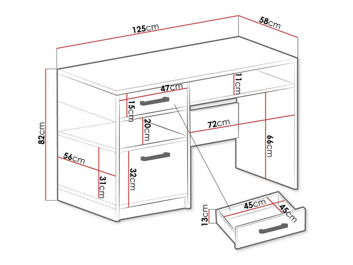 Mesa de oficina Dortivu 158 (Grafito)