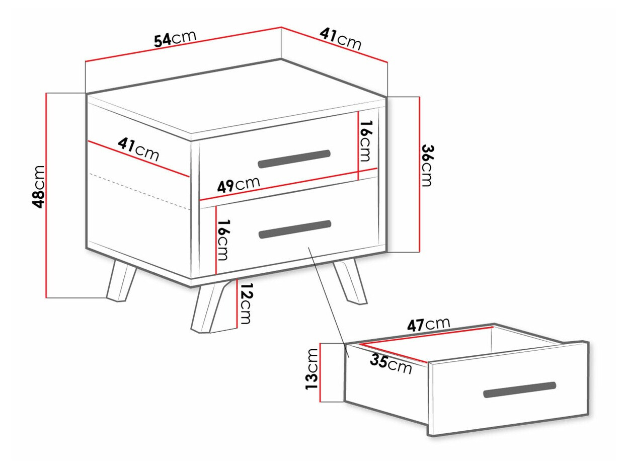 Mesilla de noche Dortivu 119 (Roble Sonoma + Plata)