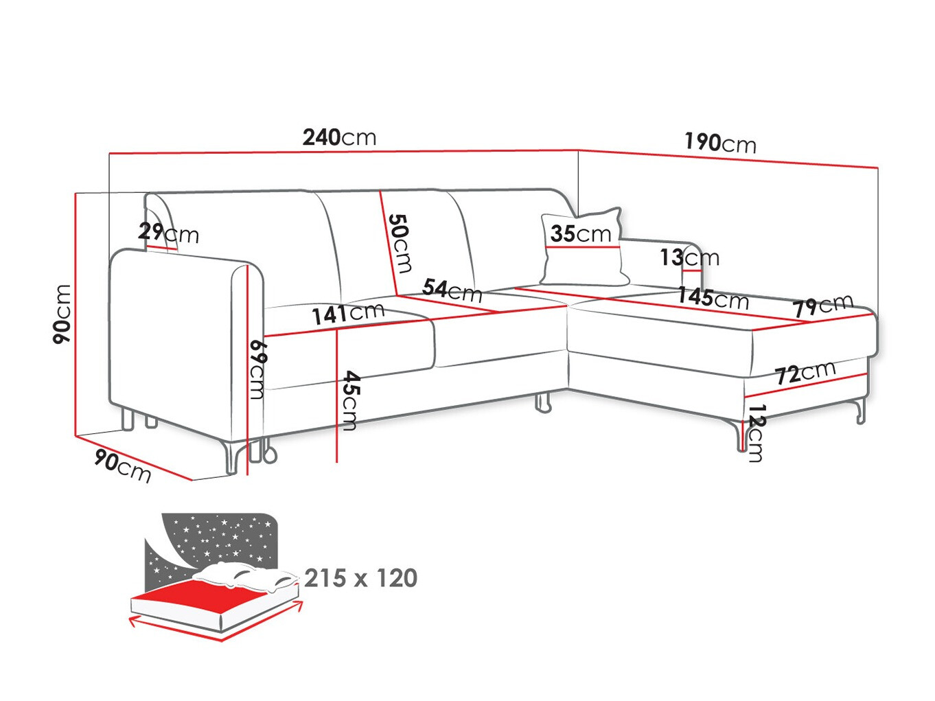 Sofá rinconero Comfivo 176 (Poso 100 + Paros 01)