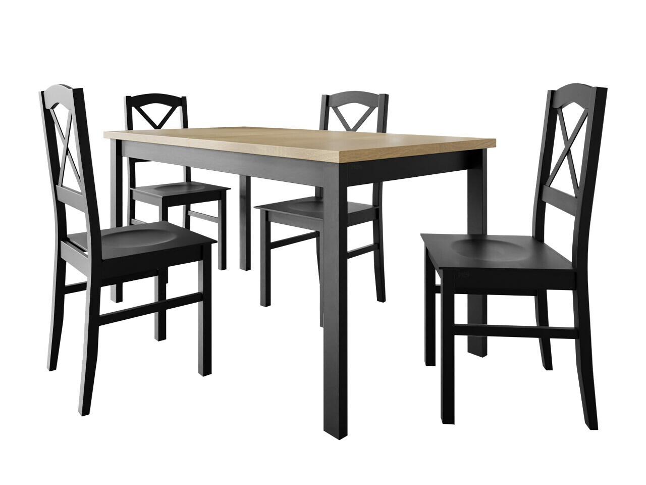 Conjunto de comedor Victorville 280 (Negro + Roble Sonoma)