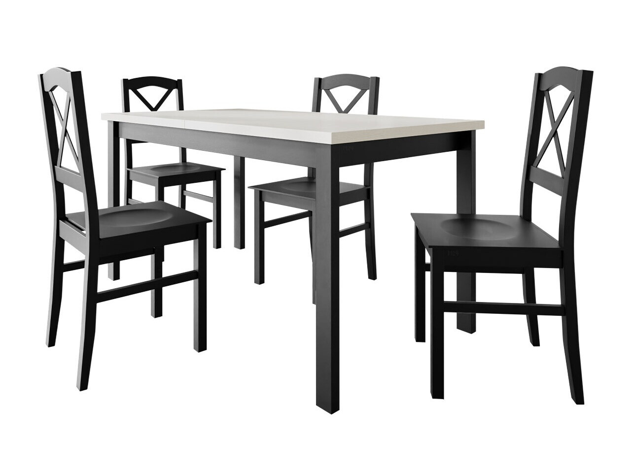 Conjunto de mesas y sillas para comedor Victorville 280 (Negro + Blanco)