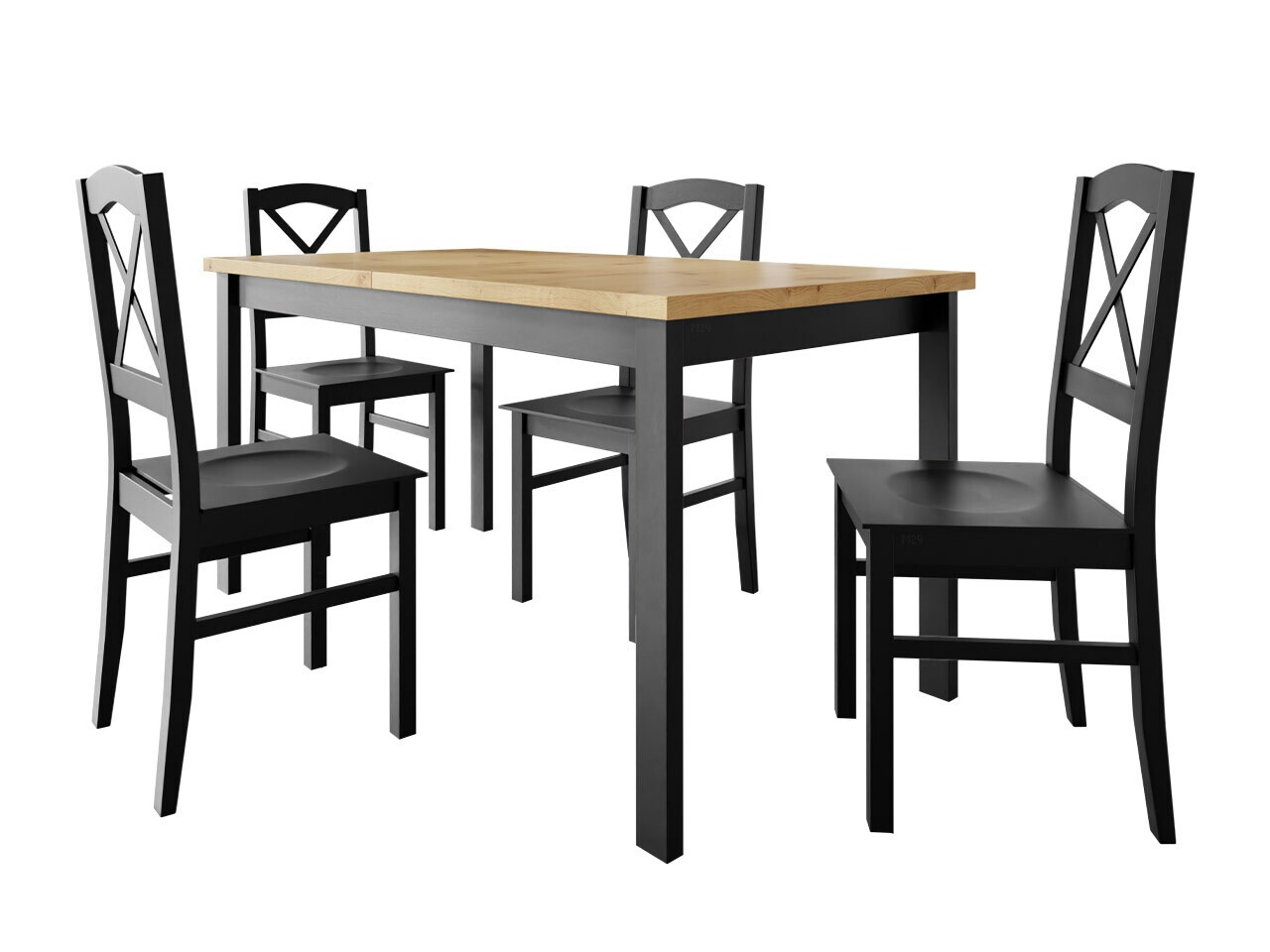 Conjunto de mesas y sillas para comedor Victorville 280 (Negro + Roble Artisan)