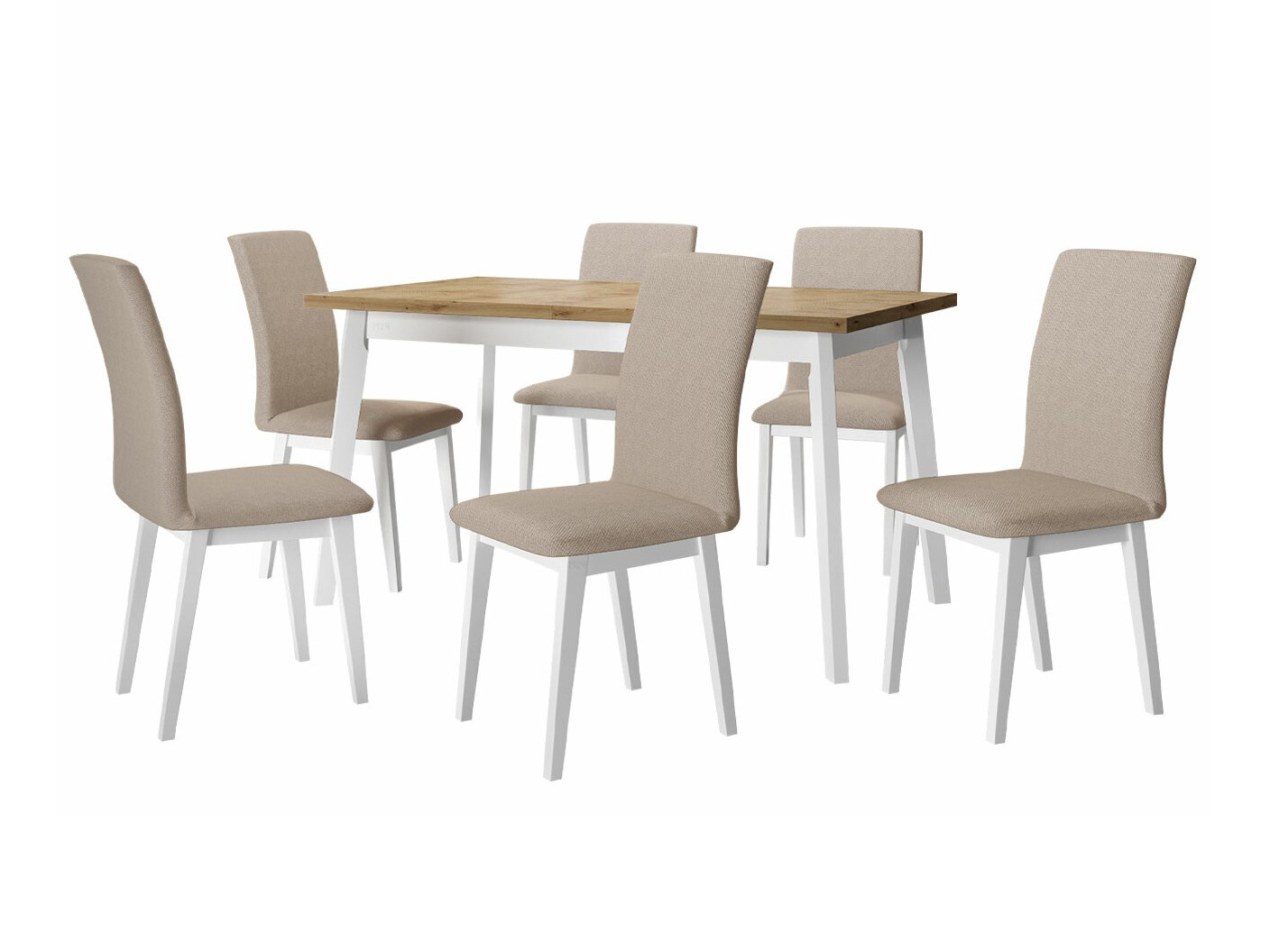 Conjunto de mesas y sillas para comedor Victorville 285 (Roble Artisan + Blanco)