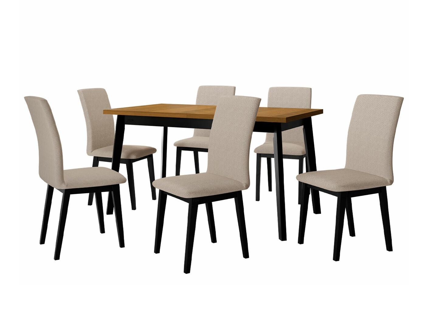 Conjunto de mesas y sillas para comedor Victorville 288 (Roble nieto + Negro)