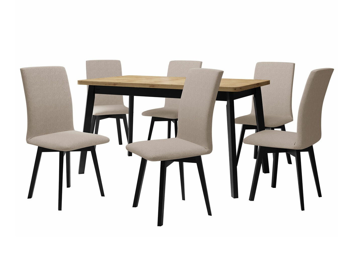 Conjunto de mesas y sillas para comedor Victorville 292 (Roble Artisan + Negro)