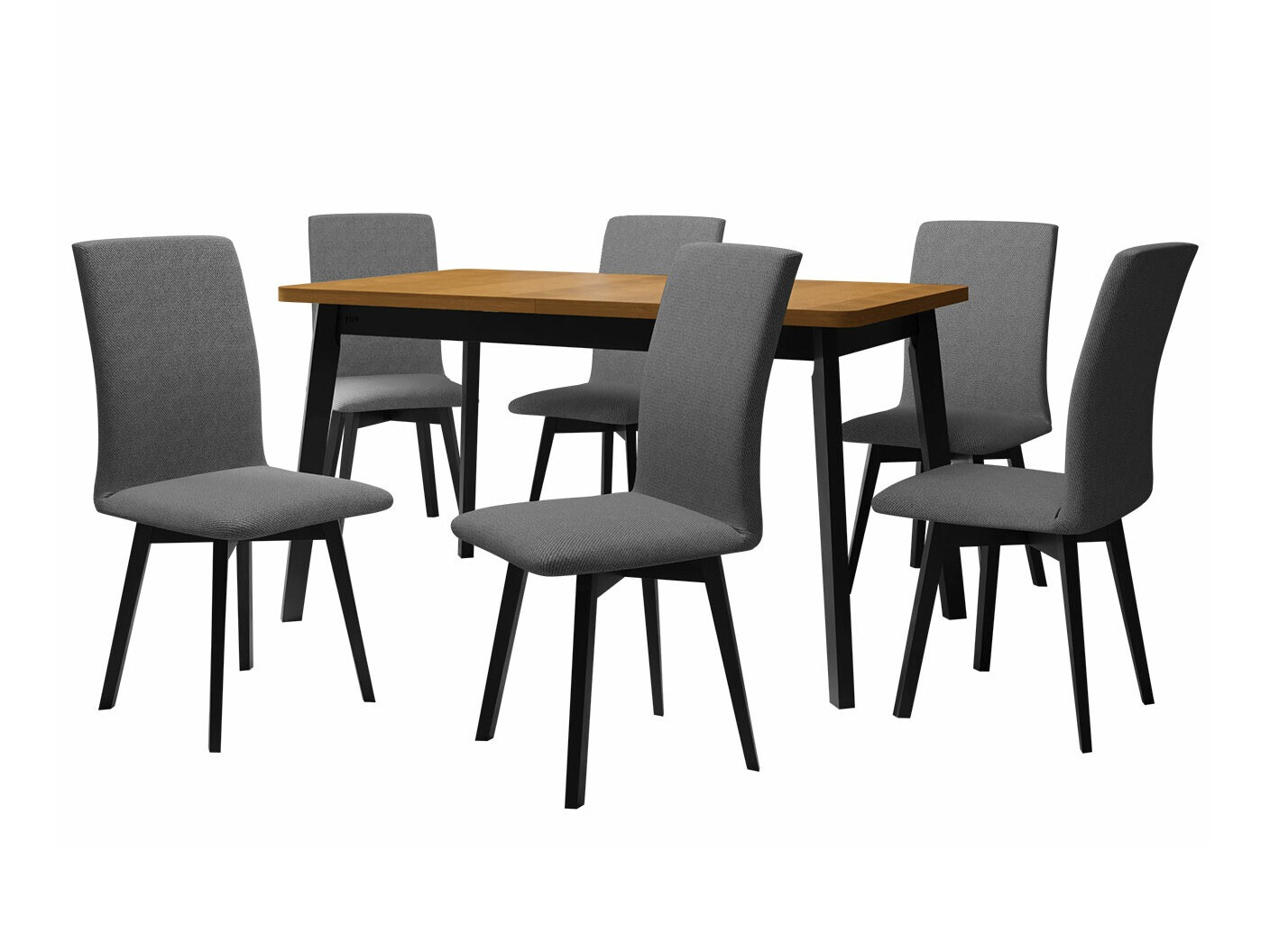 Conjunto de mesas y sillas para comedor Victorville 292 (Roble nieto + Negro)