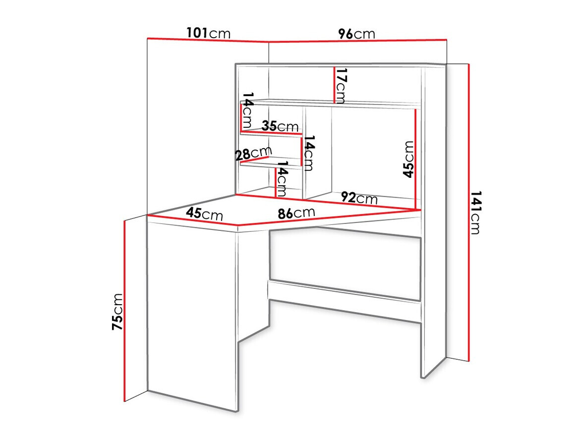 Mesa de ordenador esquinera Claral (Blanco)