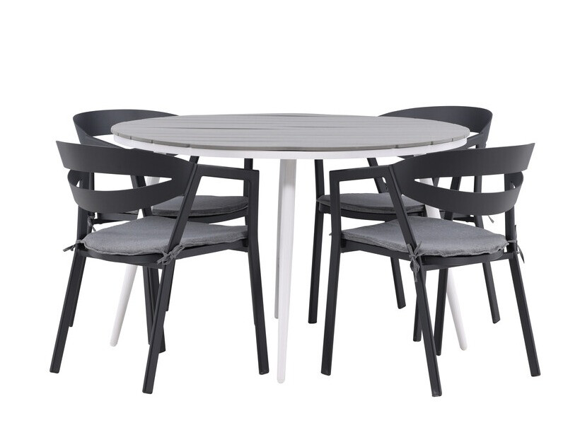Conjunto de mesa y sillas Dallas 4791 (Blanco + Gris)