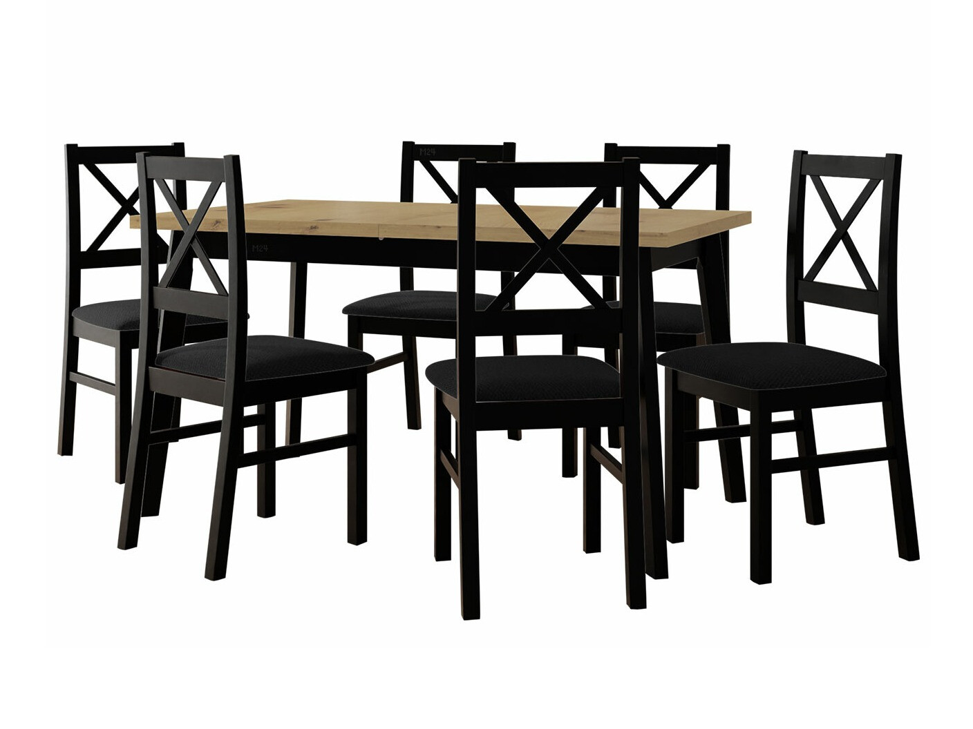 Conjunto de mesas y sillas para comedor Victorville 295 (Roble Artisan + Negro)