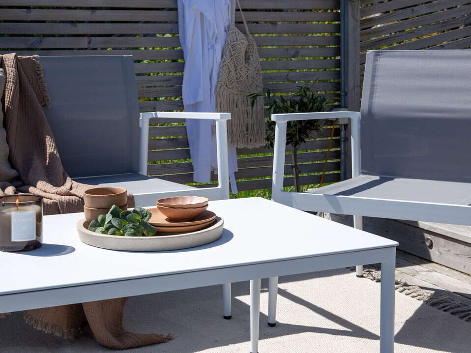 Conjunto de muebles de exterior Dallas 4632 (Blanco + Gris)