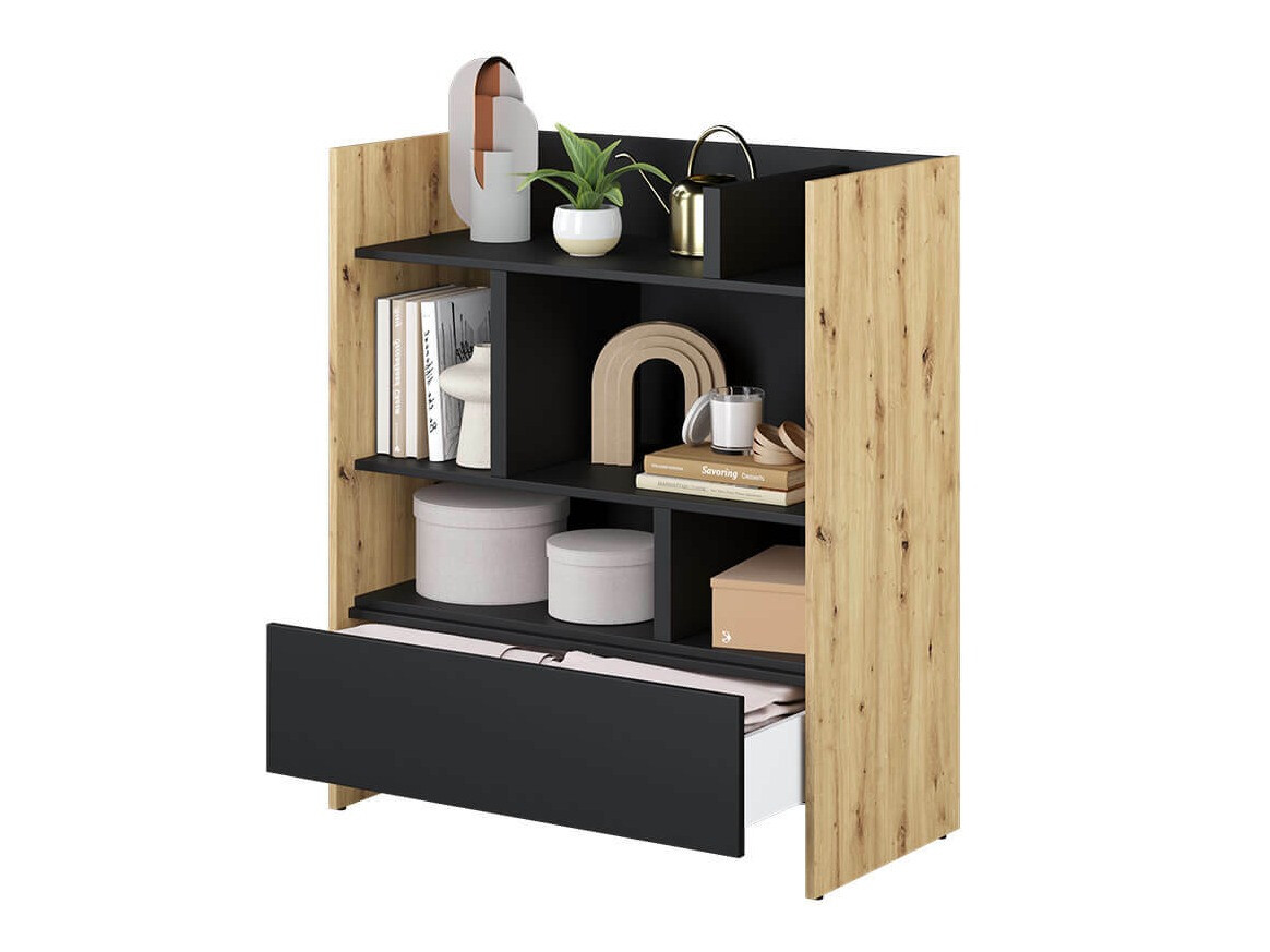 Estantería Concept Pro Lenart Levfere 149 (Roble Artisan + Negro)