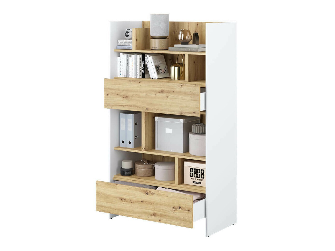 Estantería Concept Pro Lenart Levfere 151 (Blanco + Roble Artisan)