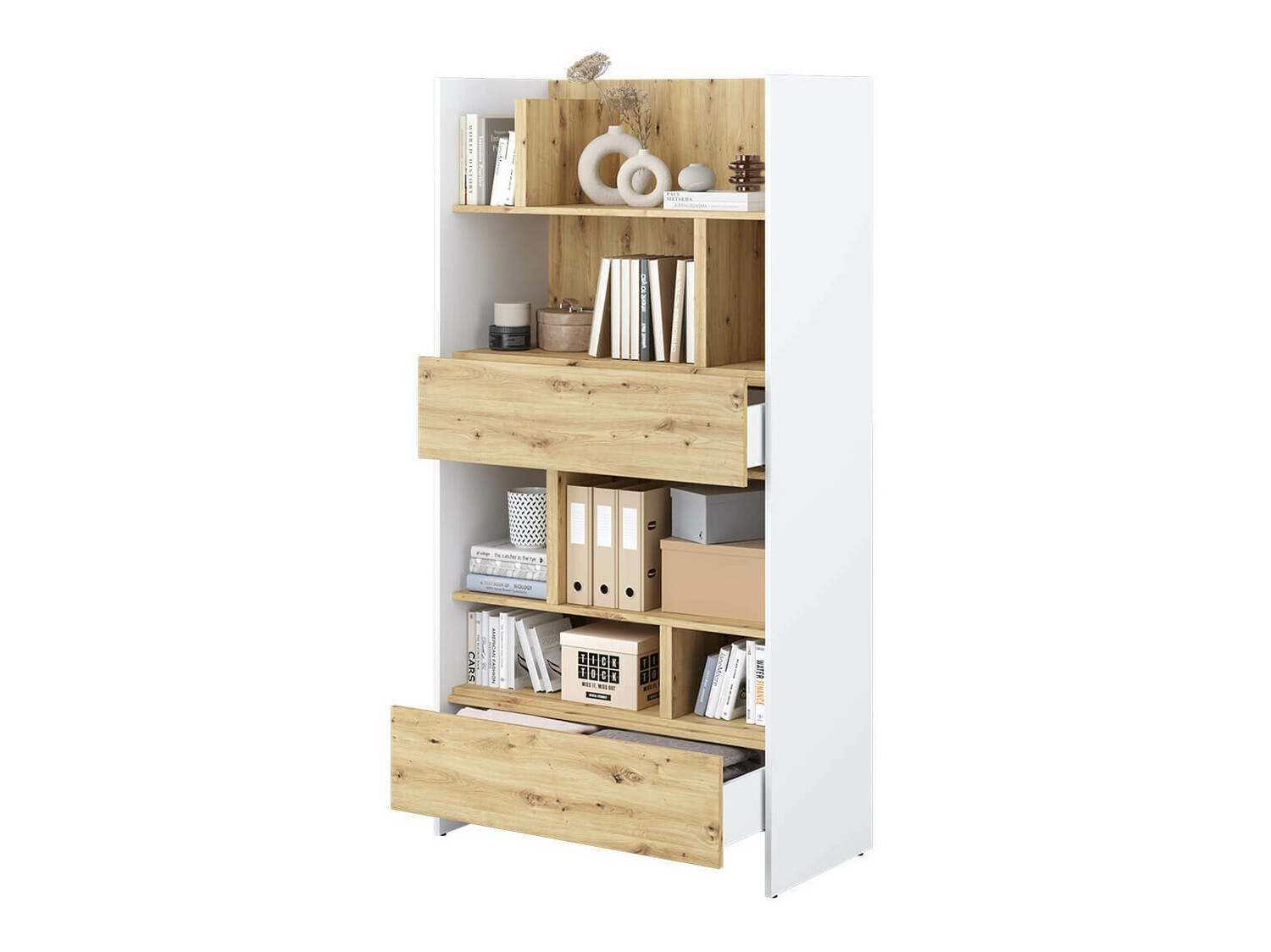 Estantería Concept Pro Lenart Levfere 152 (Blanco + Roble Artisan)