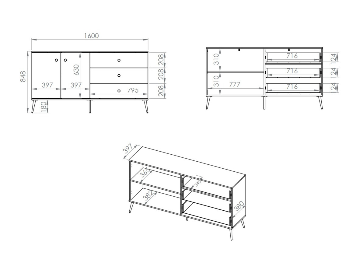 Cómoda Flonovu 102 (Azul oscuro + Dorado)