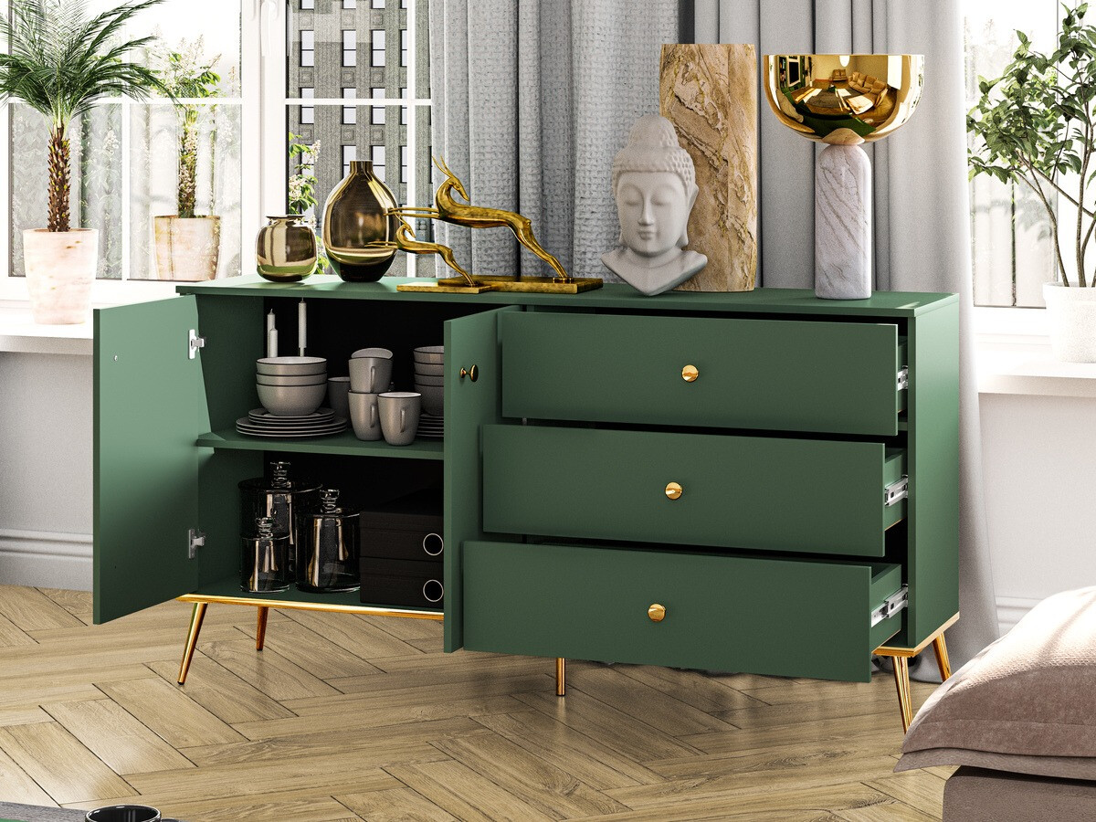 Cómoda Flonovu 102 (Verde oscuro + Dorado)