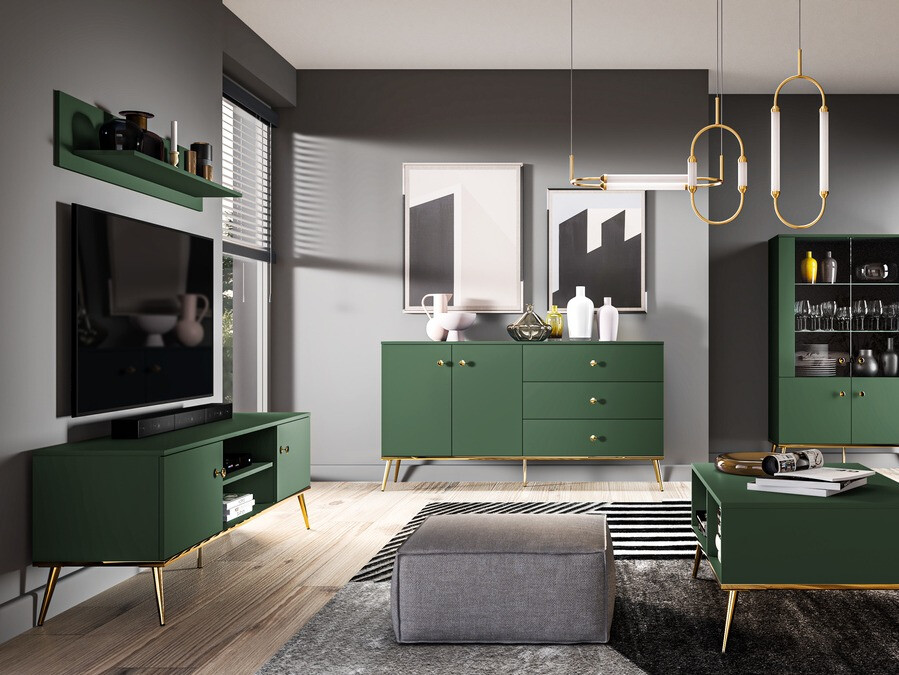 Cómoda Flonovu 102 (Verde oscuro + Dorado)